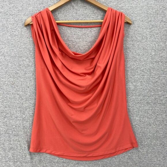 Fredericks of Hollywood Top Womens Small Peach Draped Blouse Career Sleeveless - Picture 1 of 10